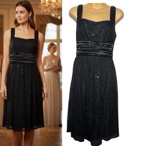 Marina Elegant Dress Black Lace Size 8 Fairy Romantic Luxury Special Event VTG